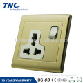 New Design Products Red Copper Electric 2 Pin And 3 Pin Socket With Wall Switch